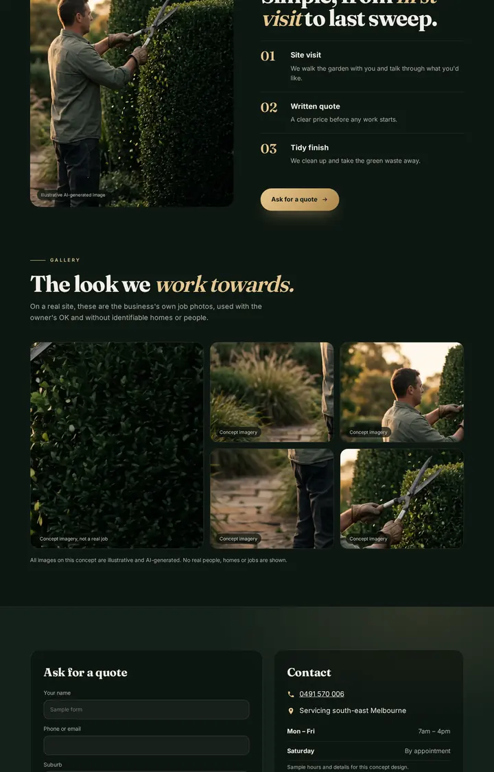More of the same sample landscaper concept on a laptop