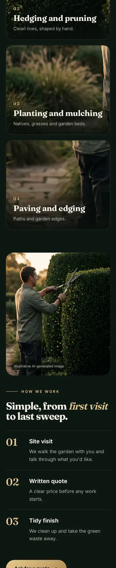 More of the same sample landscaper concept on a phone